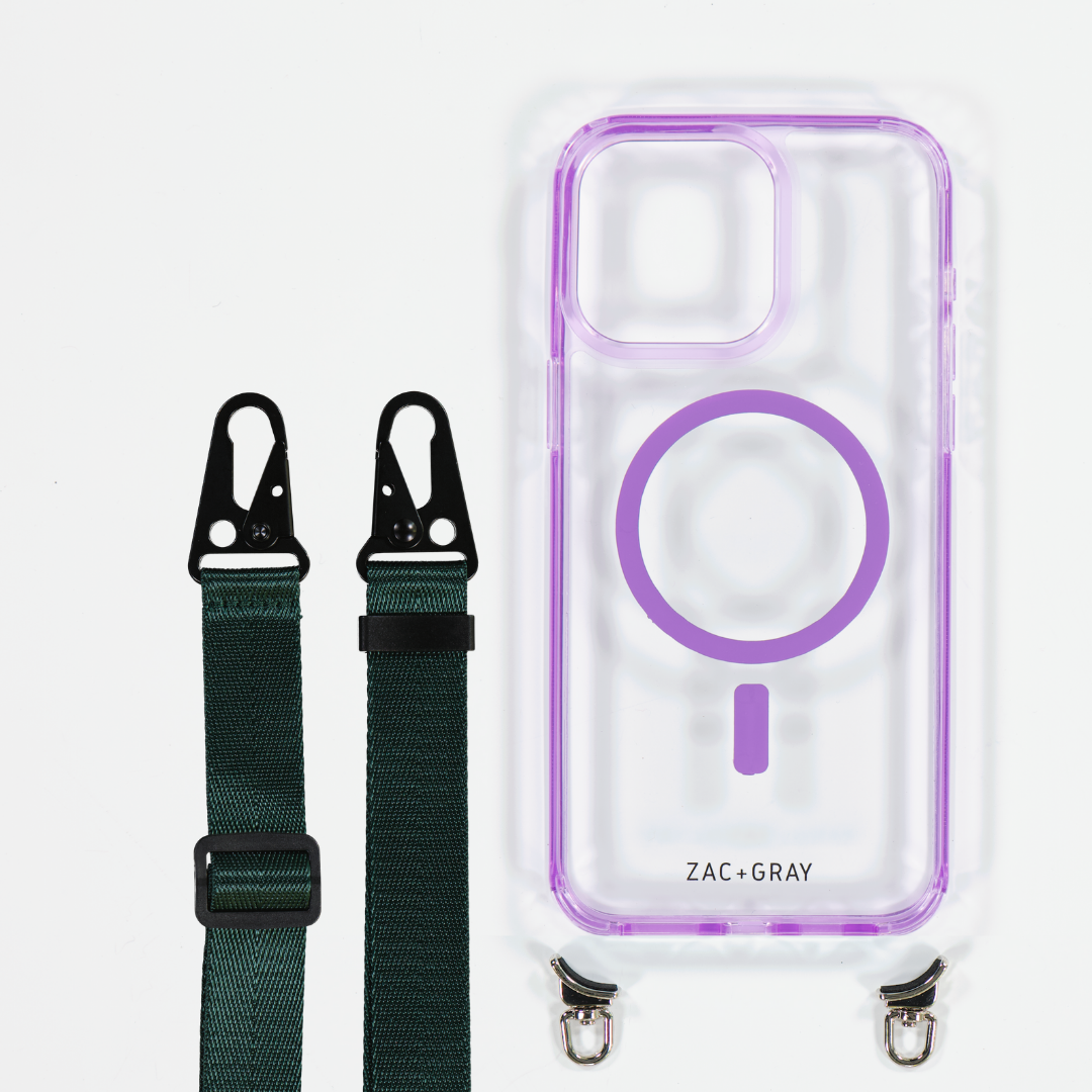 LAVENDER TRANSPARENT CASE WITH STRAP - MAGSAFE