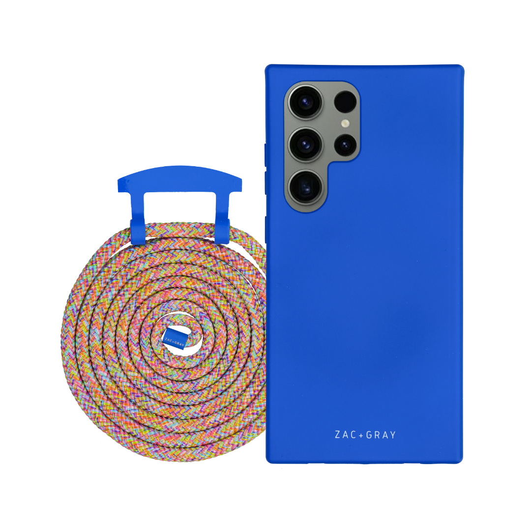 Samsung S24 Ultra COBALT BLUE CASE + RAINBOW CORD
