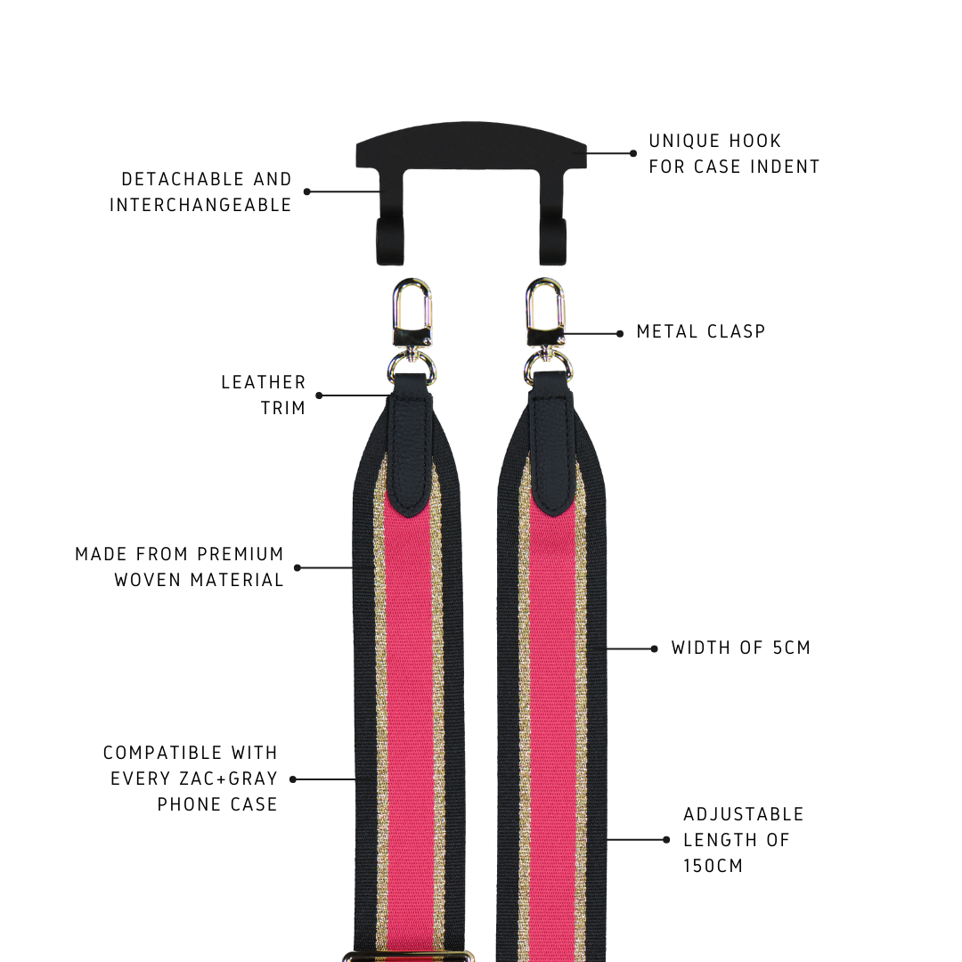 PINK + GOLD STRIPE PATTERNED STRAP