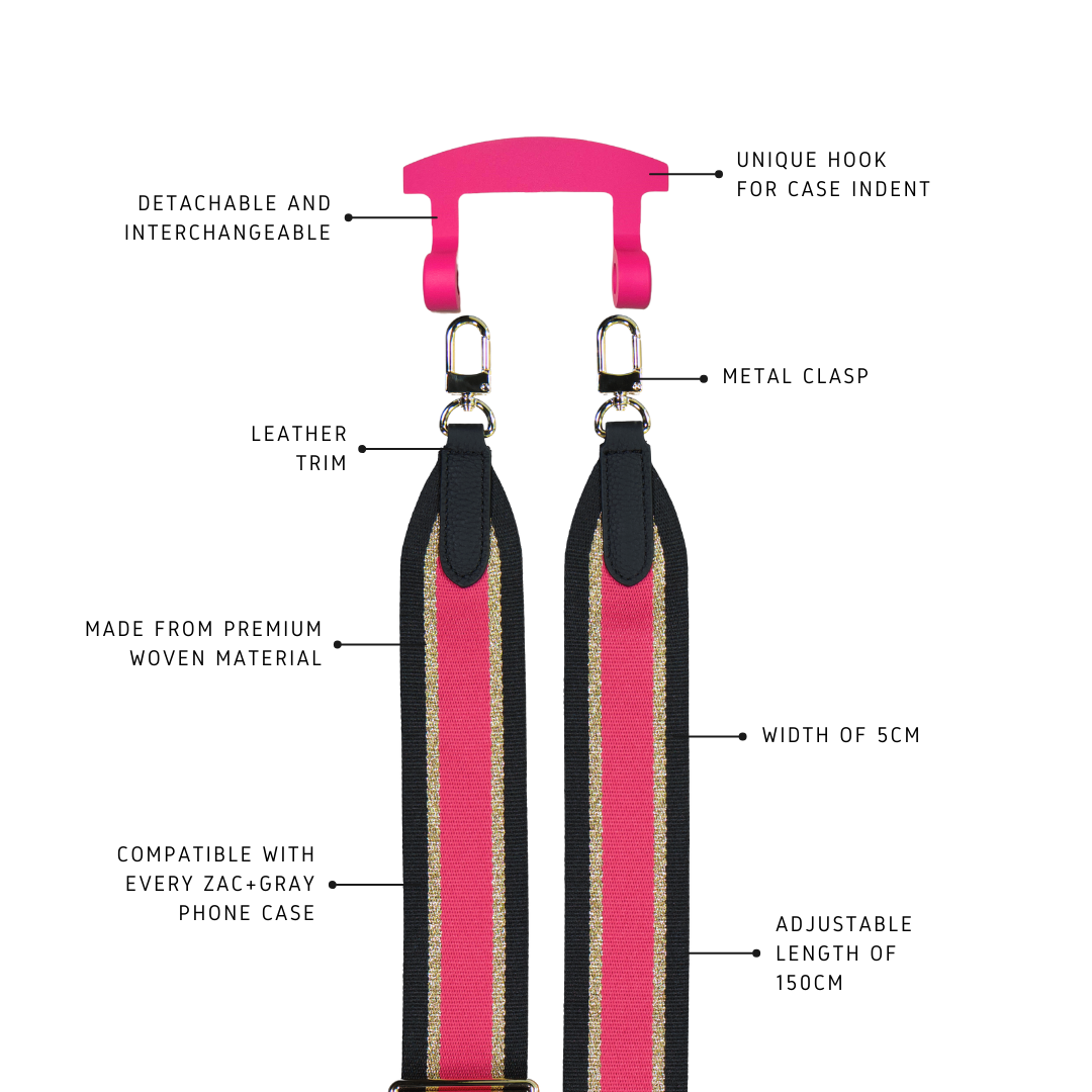 PINK + GOLD STRIPE PATTERNED STRAP