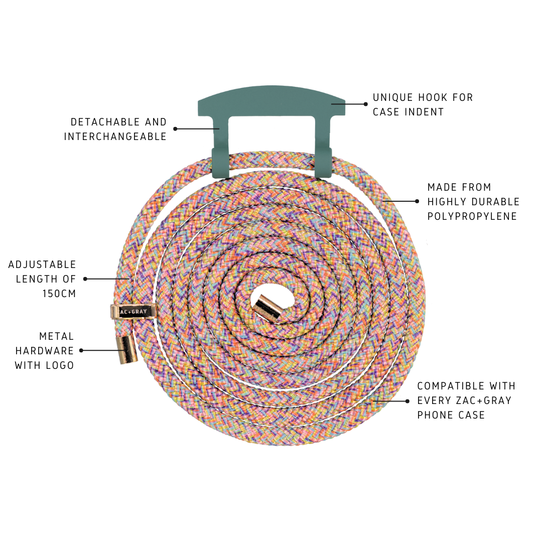 RAINBOW CORD WITH TIDAL TEAL HOOK