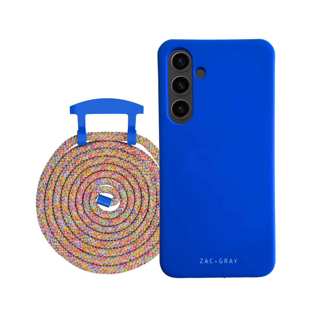 Samsung S25 PLUS COBALT BLUE CASE + RAINBOW CORD