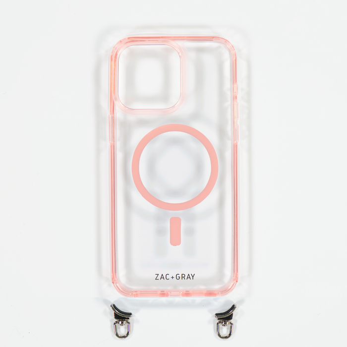 POWDER PINK TRANSPARENT CASE WITH STRAP - MAGSAFE