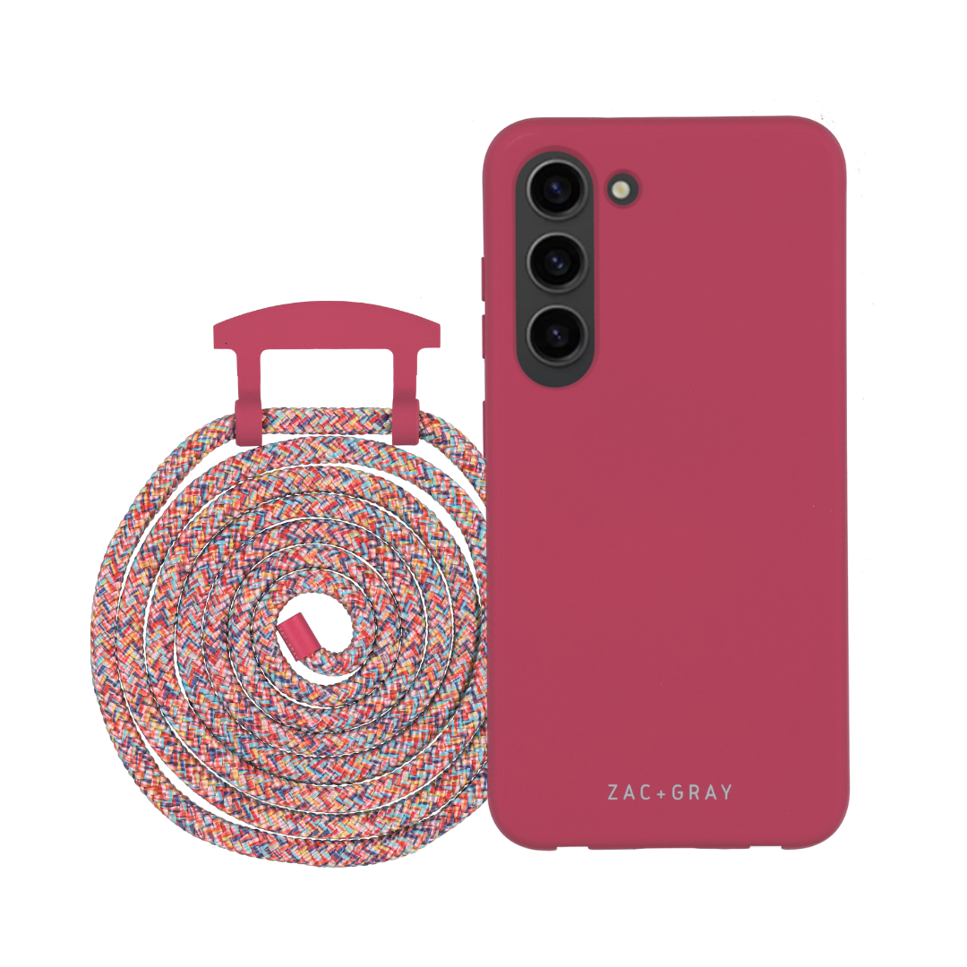 Samsung S25 RASPBERRY RED CASE + RAINBOW RED CORD