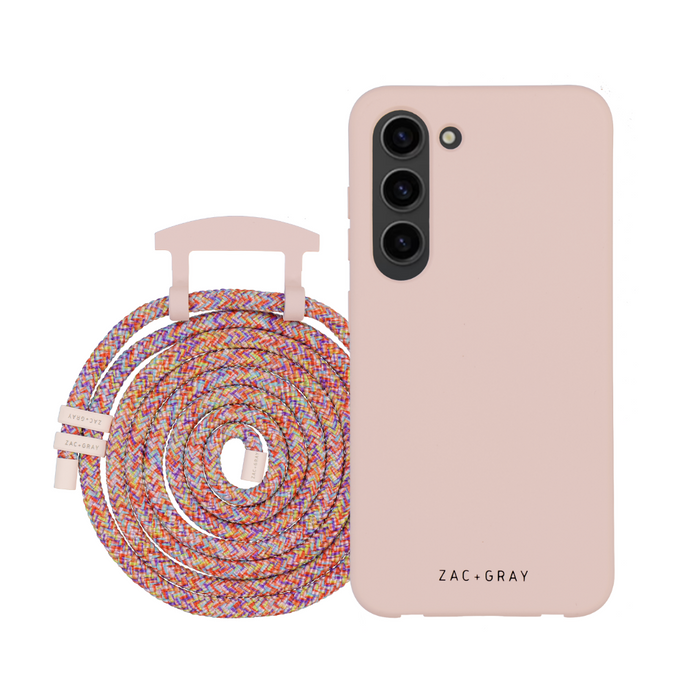 Samsung S25 Plus ROSÉ PINK CASE + RAINBOW RED CORD