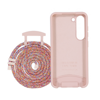 Samsung S25 Plus ROSÉ PINK CASE + RAINBOW RED CORD