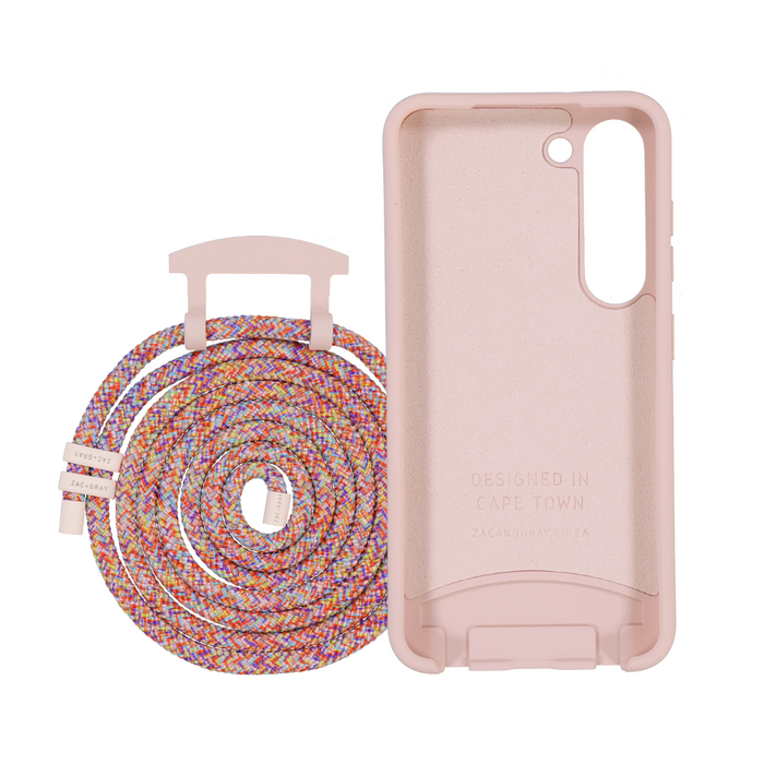 Samsung S25 Plus ROSÉ PINK CASE + RAINBOW RED CORD