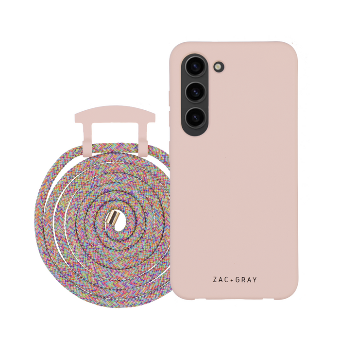 Samsung S25 Plus ROSÉ PINK CASE + RAINBOW CORD