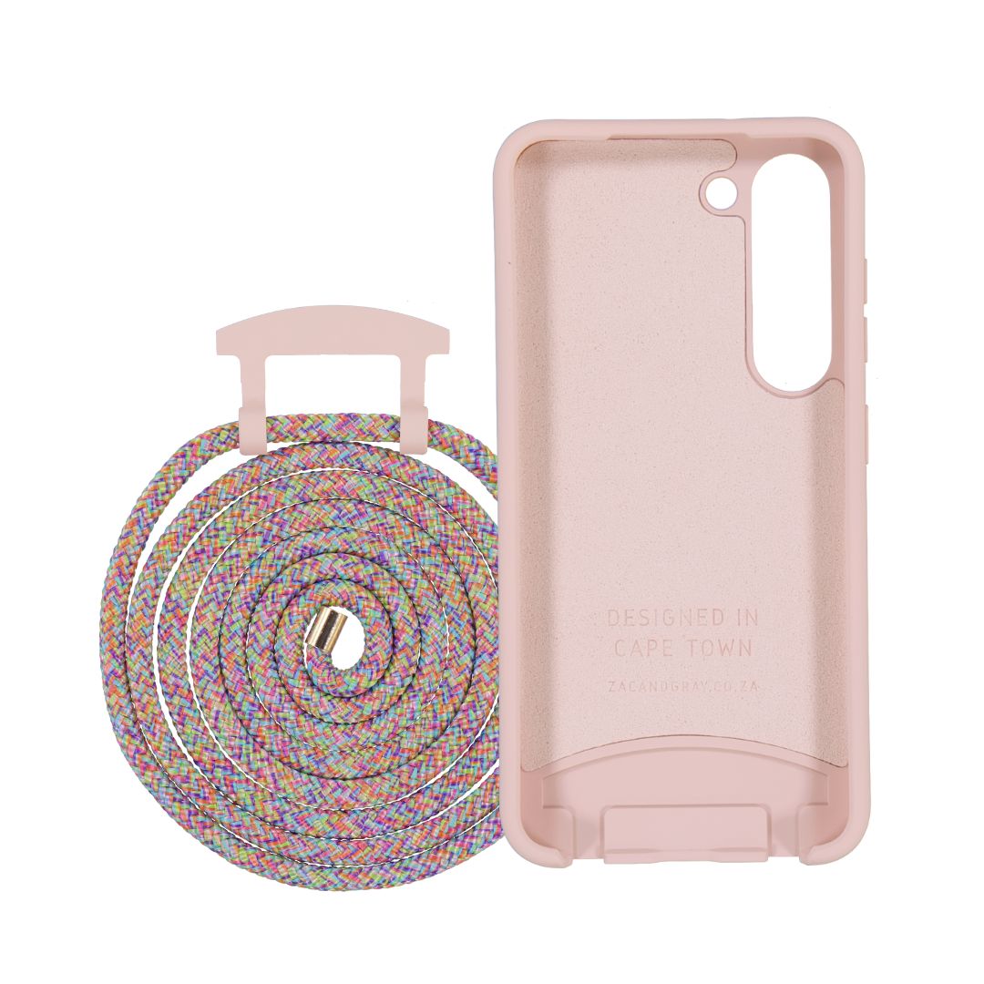 Samsung S25 Plus ROSÉ PINK CASE + RAINBOW CORD