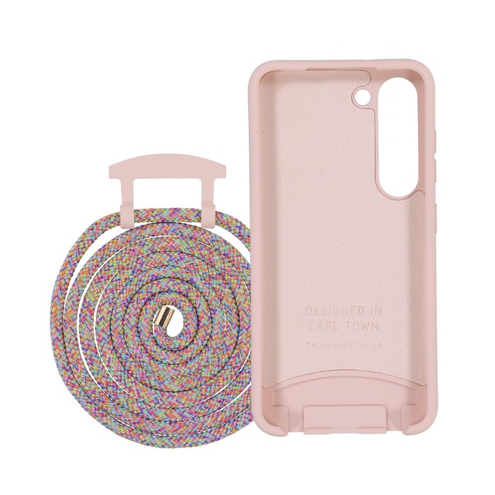 Samsung S25 Plus ROSÉ PINK CASE + RAINBOW CORD