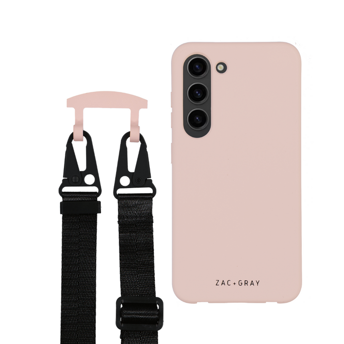 Samsung S25 Plus ROSÉ PINK CASE + MIDNIGHT BLACK STRAP