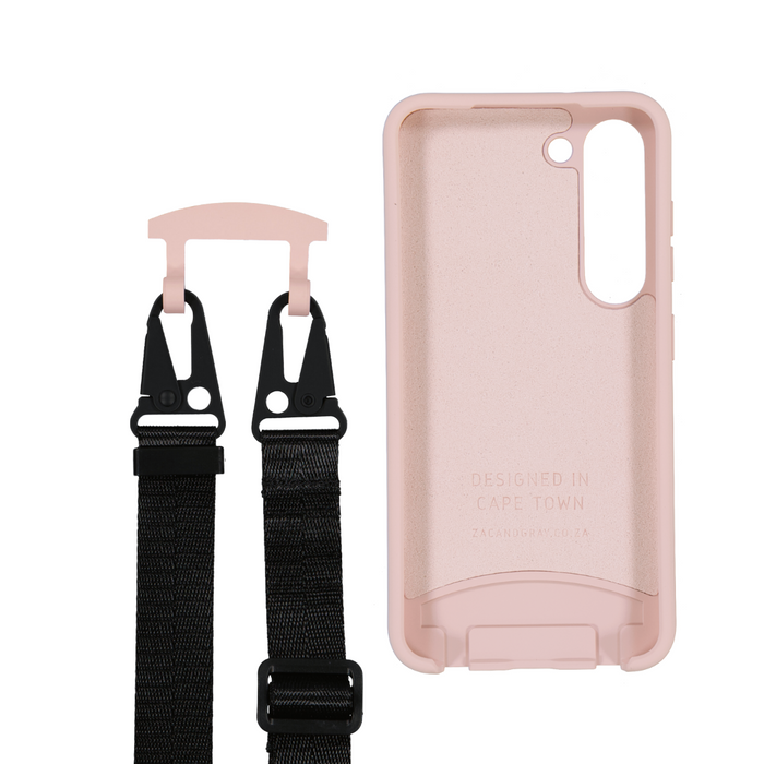 Samsung S25 Plus ROSÉ PINK CASE + MIDNIGHT BLACK STRAP