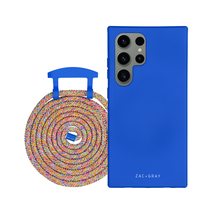 Samsung S24 Ultra COBALT BLUE CASE + RAINBOW CORD