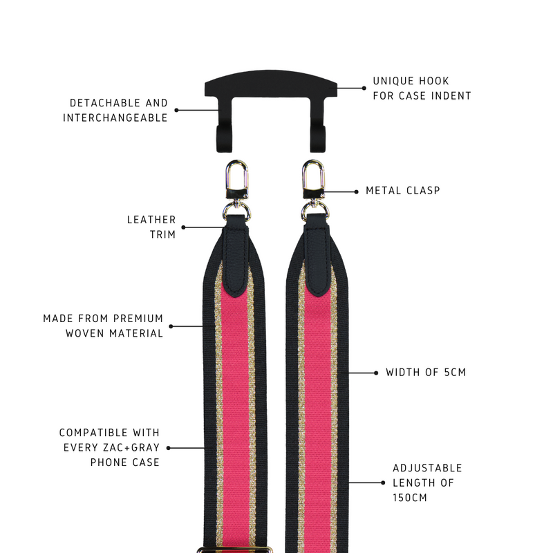 PINK + GOLD STRIPE PATTERNED STRAP