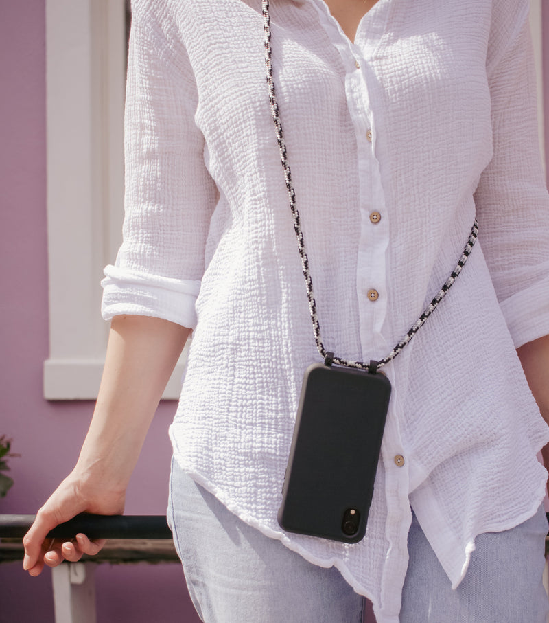 Samsung S25 MIDNIGHT BLACK CASE + GLACIER CORD