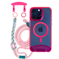 HOT PINK TRANSPARENT CASE WITH LAGOON BLOOM KNOTTED CORD - MAGSAFE