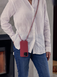 Samsung S25 Plus RASPBERRY RED CASE + RAINBOW RED CORD