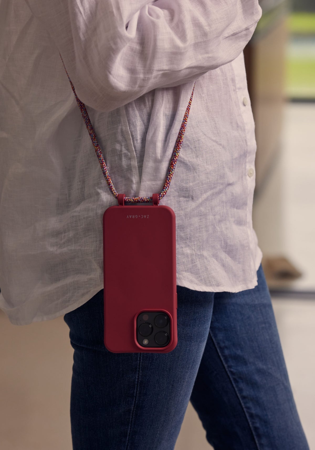Samsung S25 Plus RASPBERRY RED CASE + RAINBOW RED CORD