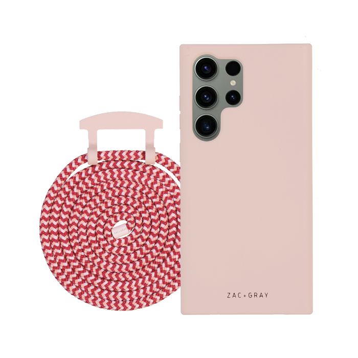 Samsung S24 Ultra ROSÉ PINK CASE + POMEGRANATE CORD