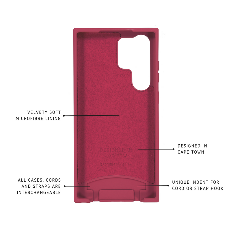 Samsung S25 Ultra RASPBERRY RED CASE + RAINBOW RED CORD