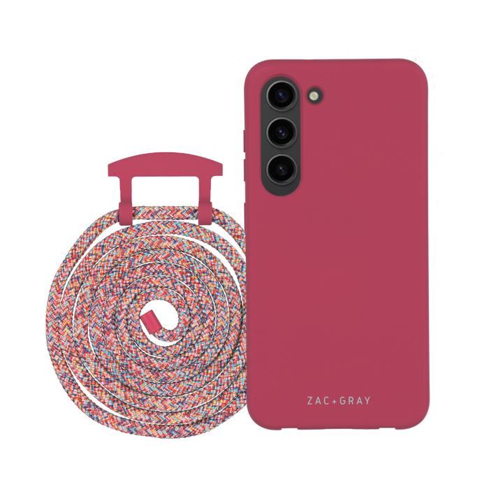 Samsung S25 Plus RASPBERRY RED CASE + RAINBOW RED CORD
