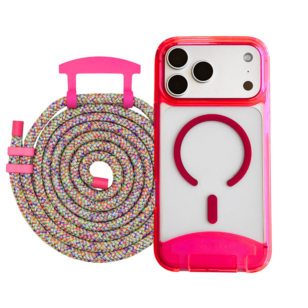 HOT PINK TRANSPARENT CASE WITH CORD - MAGSAFE